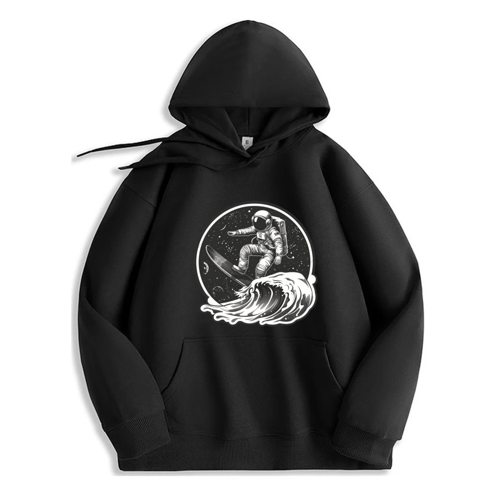 

Astronaut Surfing On The Waves Of Space Funny Hoodie Luxury Designer Clothes Men's Sweatshirt Casual Tops