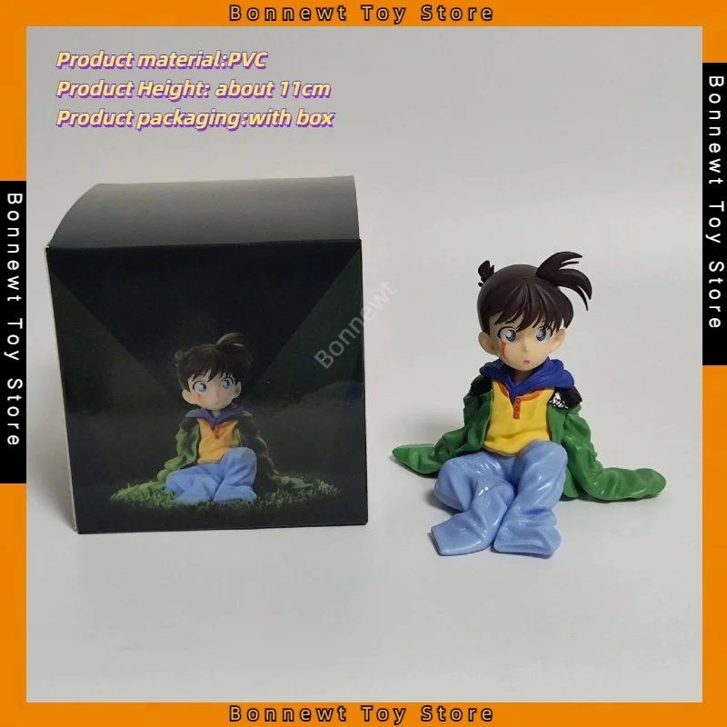 

11cm Detective Conan Kudo Shinichi Seated Conan Sitting Smaller Q Version Doll Figure Car Mount For Friends Gifts