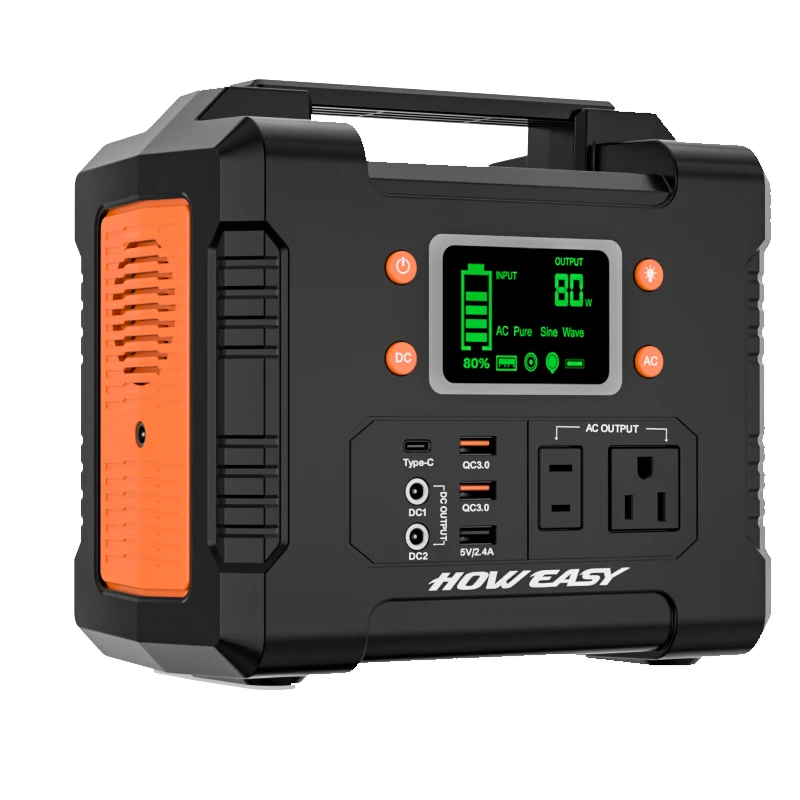 Howeasy 300W Portable Power Station, 236Wh Solar Generator (Without Solar Panel), Pure Sine Wave 110V Ac Socket, Spare Lithium Battery, Led Light/Dc/Usb/Qc3.0 for Camping Style Use