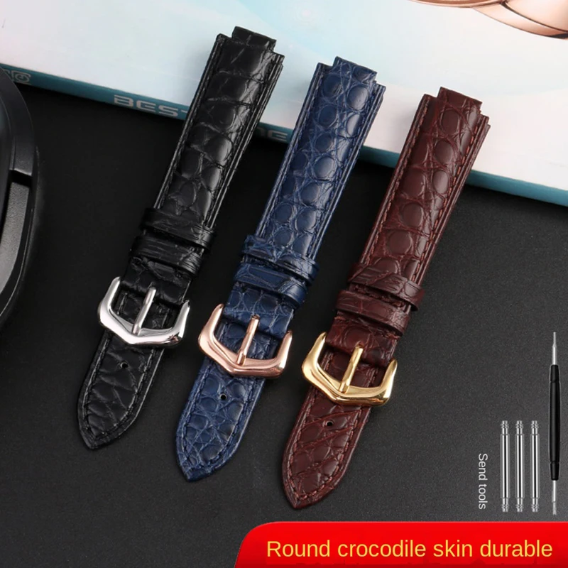 

Crocodile Genuine Leather Watchband For Cartier Blue Balloon Wsbb0025 Bracelet Watch Men's Women's Replace Strap 18*11mm 20*12mm