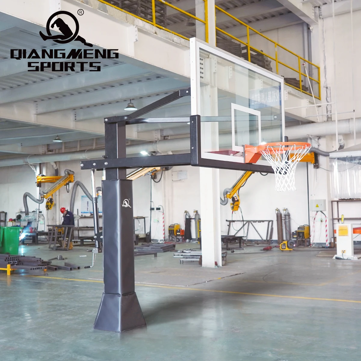 

OEM ODM Manufacturing Height Adjustment Institutional Use 72'' Tempered Glass Backboard In Ground Basketball Hoop