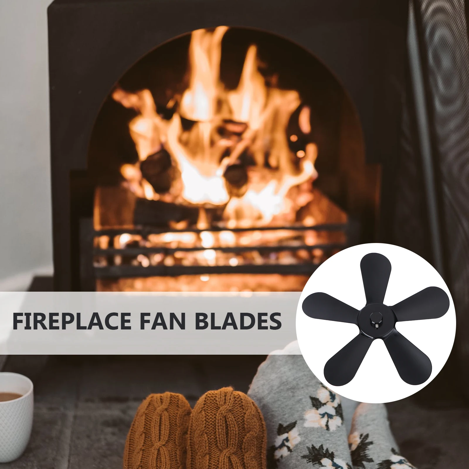 1pc Aluminum Fan For Fireplace Stove Heat Powered Silent Warm Air Circulator Metal Fan Blade Accessory Black