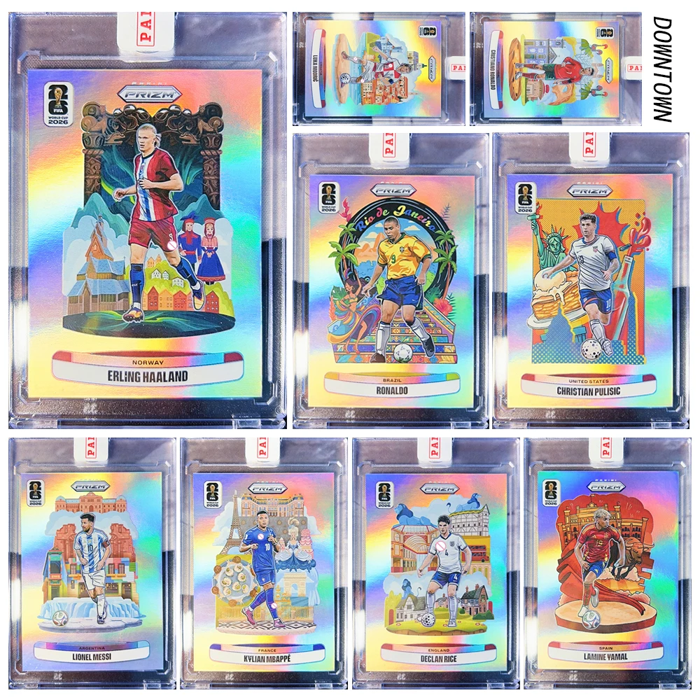 2026 DIY DOWNTOWN world cup Messi Ronaldo Modric Maradona Neymar Yamal Haaland Mbappe Color Flash Laser Collection Card Brick