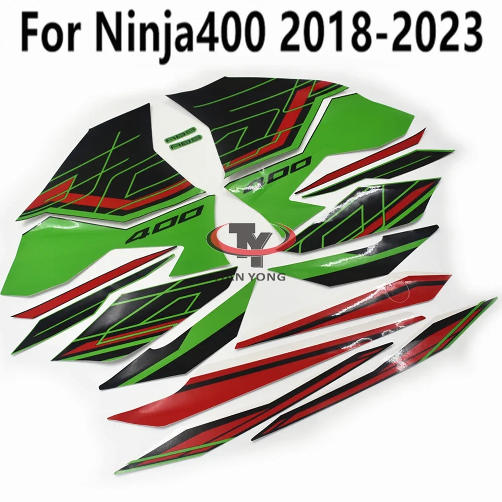 

Motorcycle Stickers New Green Black Geometric Design Silkscreen Applique For Ninja400 2018-2023 2023 Bodywork Decal Kit