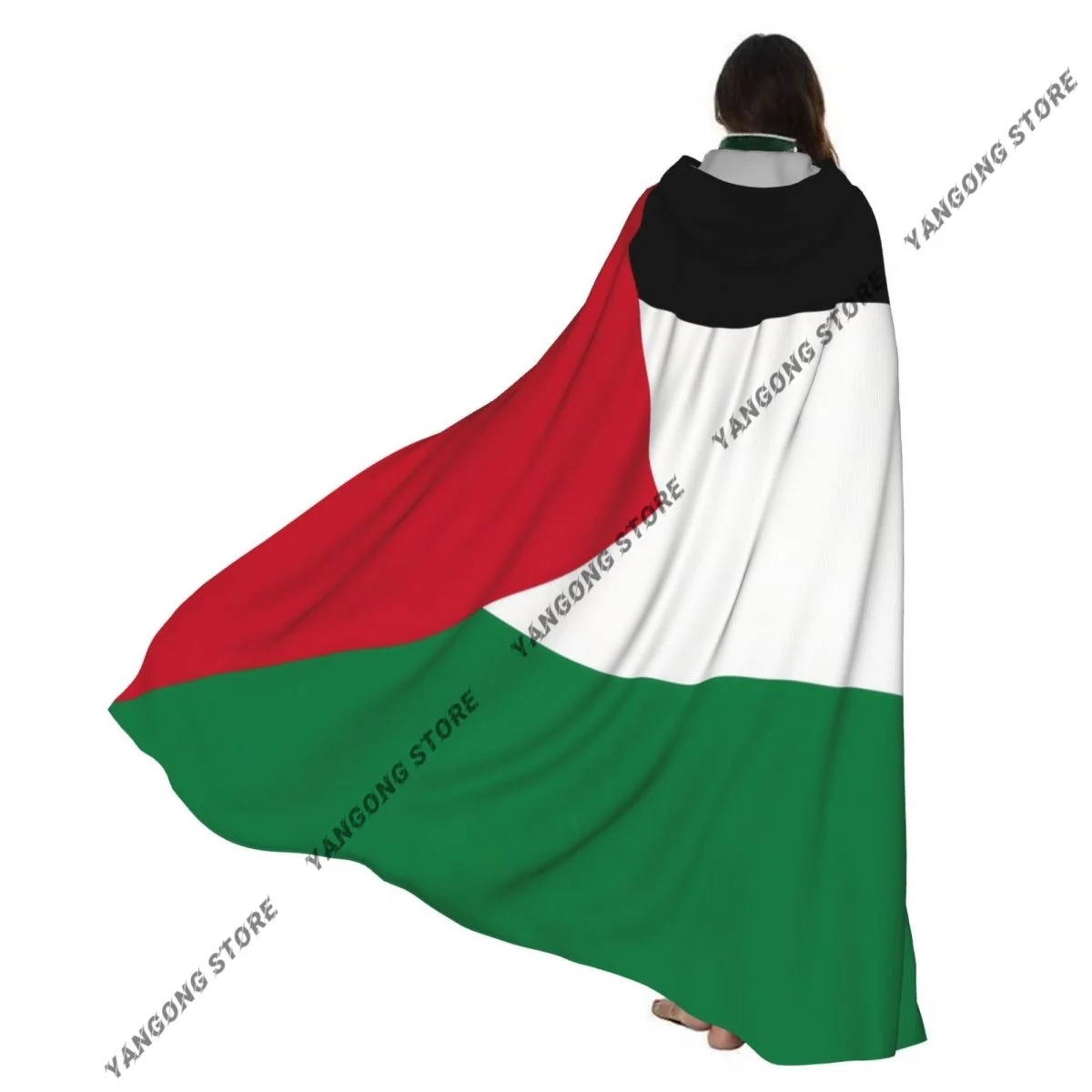 

Накидка вампира для взрослых, халат с капюшоном, флаг Палестины, плащ на Хэллоуин, полная длина, косплей
