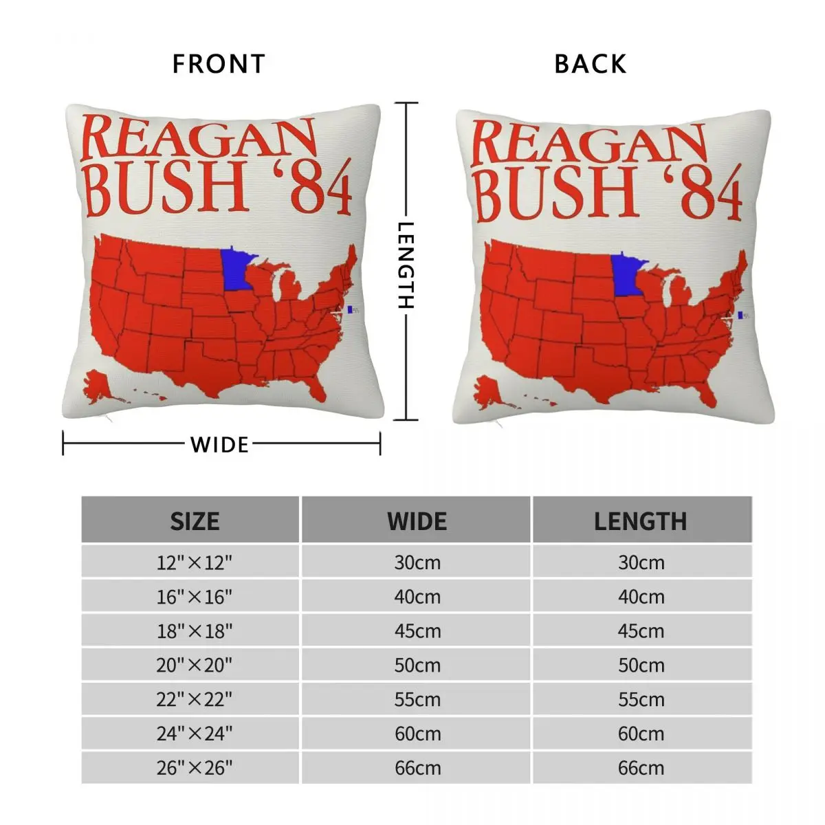 Reagan Bush Red Blue Election Map Square Pillowcase Polyester Linen Velvet Printed Zip Decor Pillow Case Bed Cushion Cover