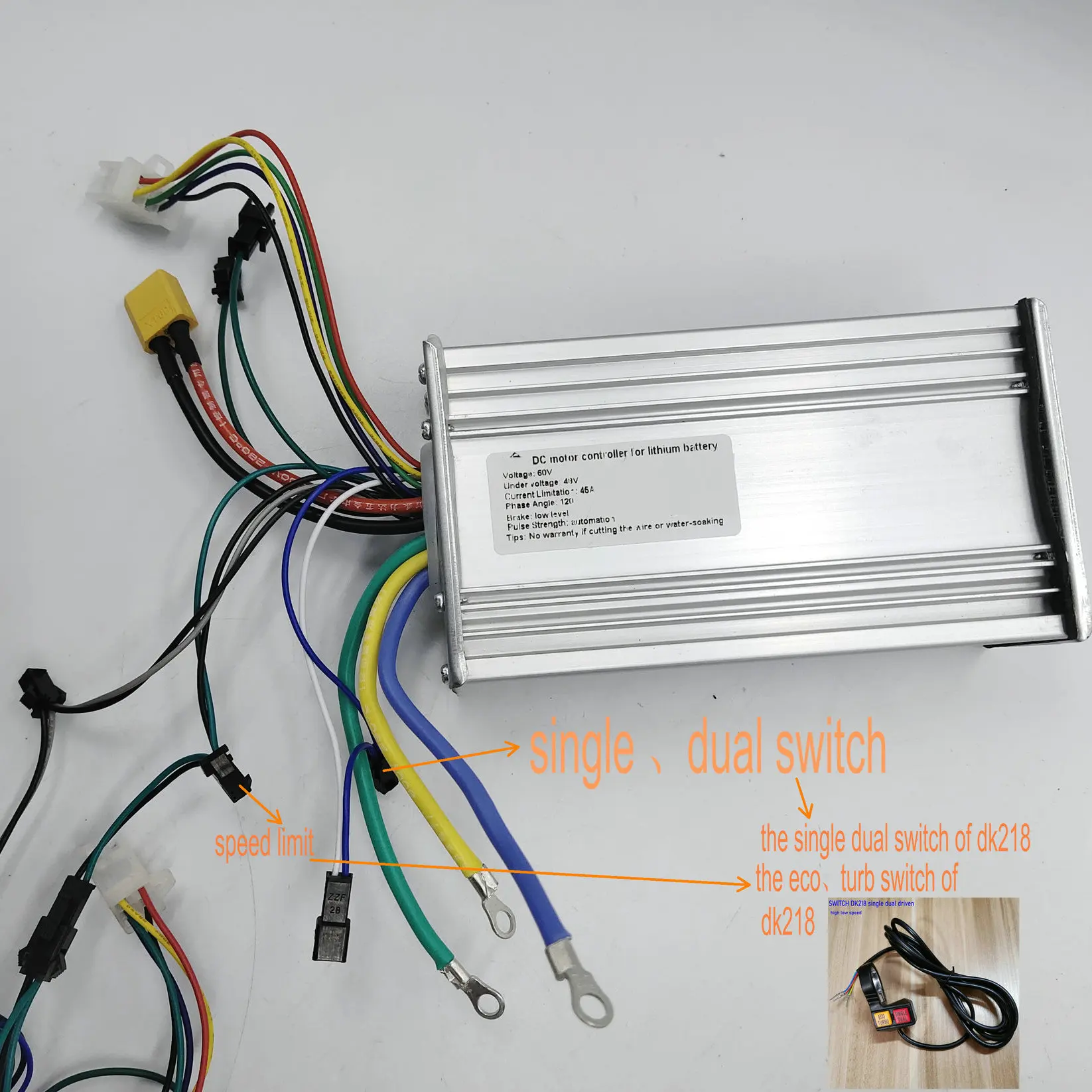 1*LCD Display with Shifter+2*Controllers 60v45A 12MOSFET for Electric Scooter Dual Motor Driven MTB Mobility Tricycle Diy Parts