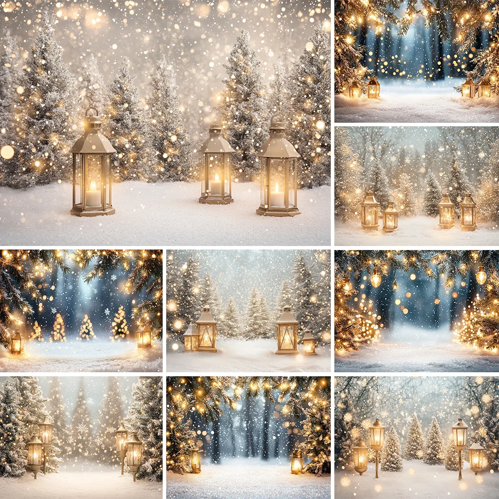 

Christmas Snow Town Backgrounds For Photography House Bokeh Pine Backdrop Photozone Photocall Poster Photo Studio Child