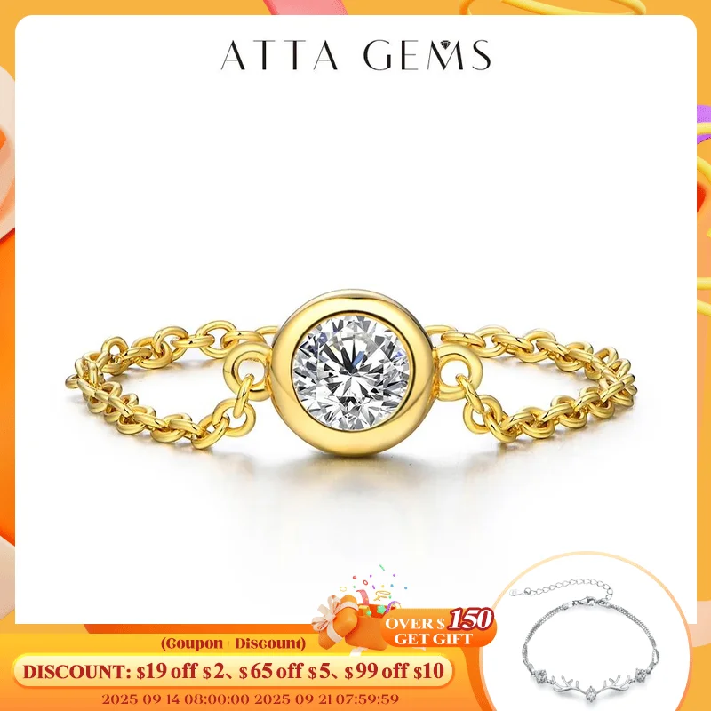 

ATTAGEMS New Moissanite Ring Round 4.0mm 10K 14K 18K Real Gold Au585 Chain Rings for Women Anniversary Sale Fine Jewelry Gift