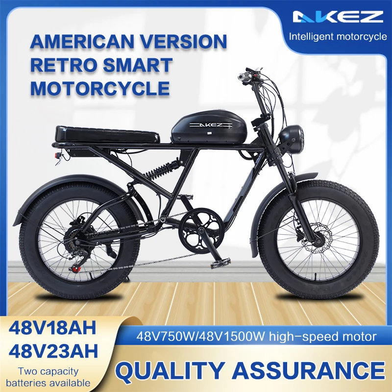 Super Power Electric Bicycle for Men, 20Inch Fat Ebike, 48V, 750W, 1500W, Hub Motor, 7 Speed, Retro Design, Snow, Beach