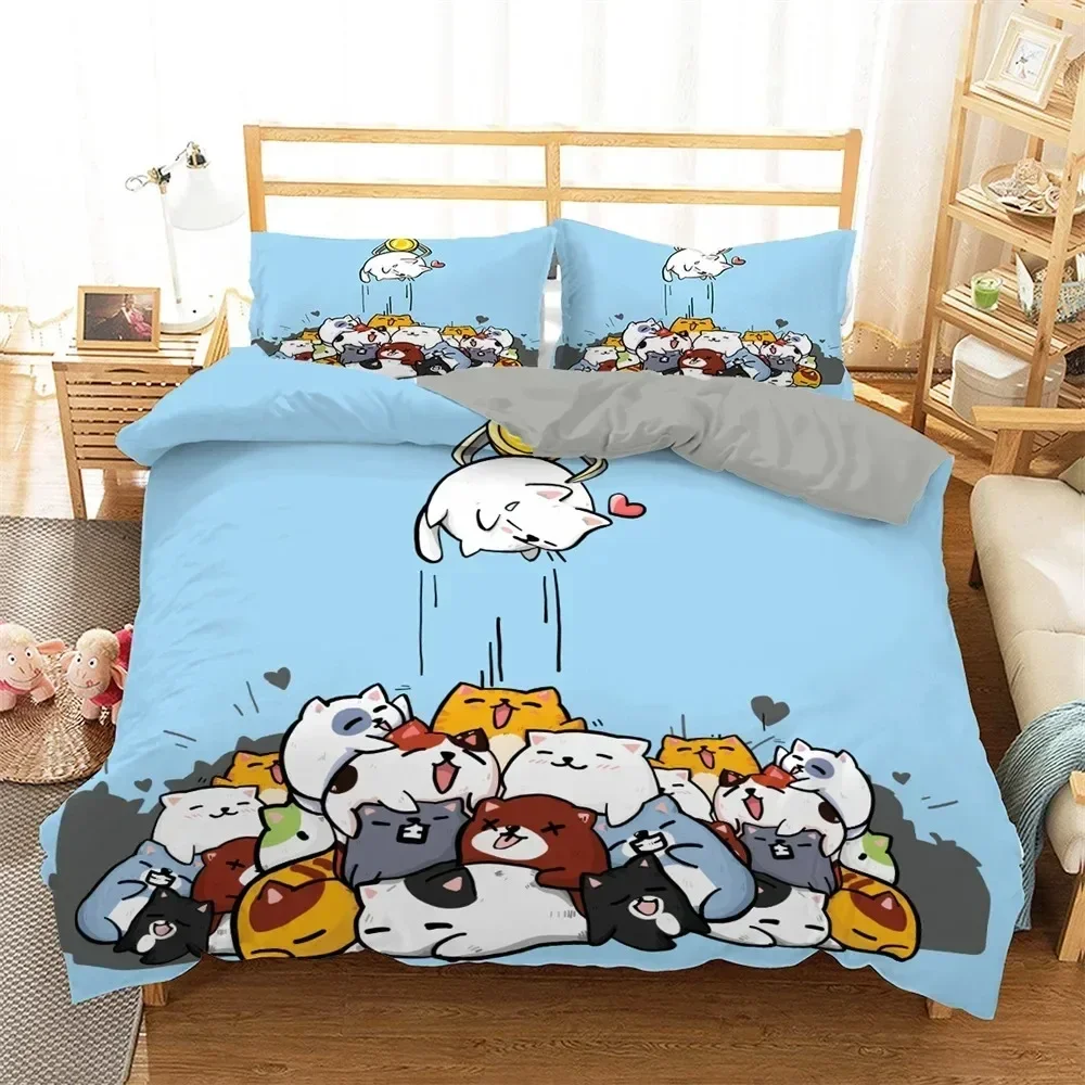 

Cartoon Cat Bedding Set Kids Kawaii Kitty Duvet Cover Colorful Pet Animal Comforter Cover King Twin Queen Polyester Quilt Cover