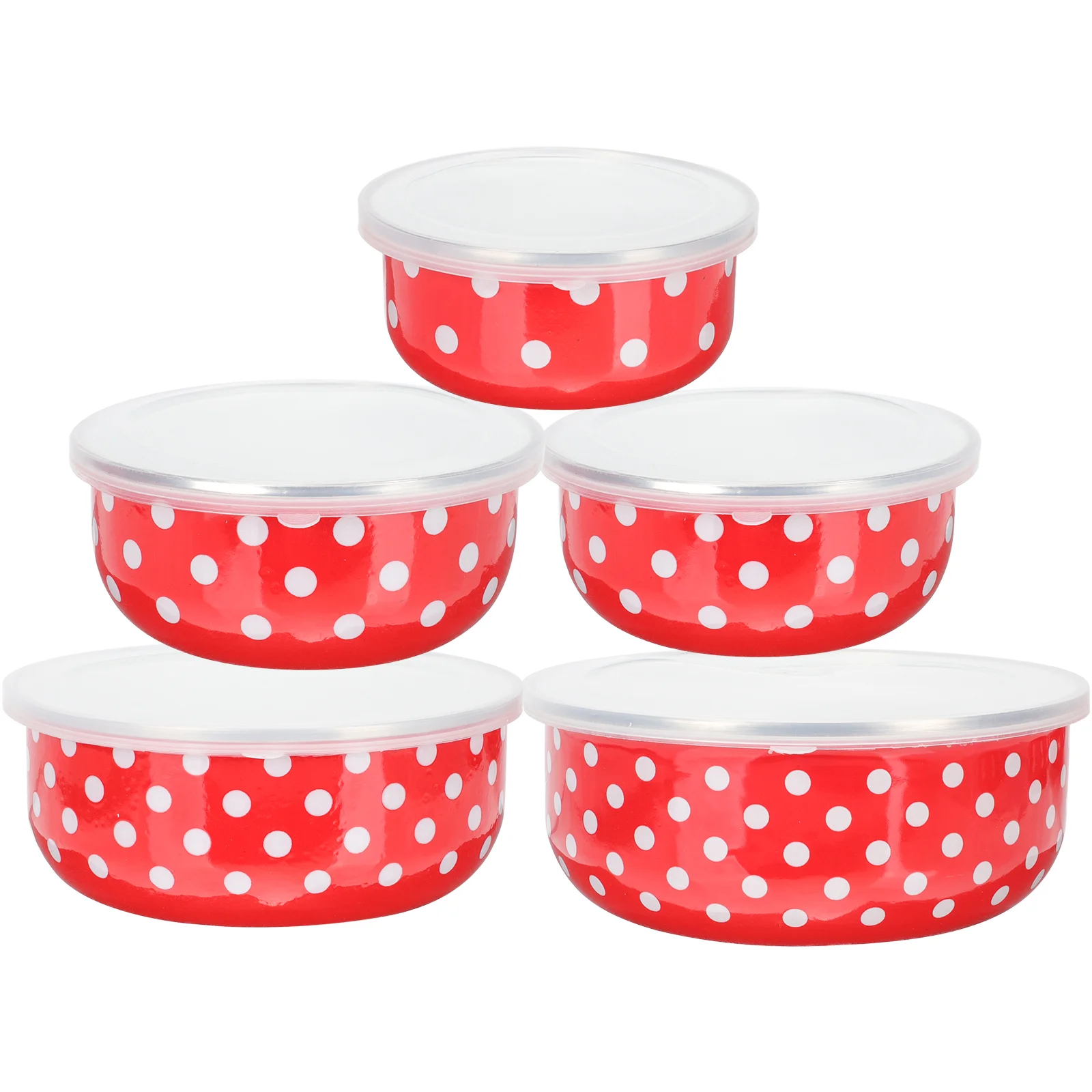 

5 Pcs Lunch Box Enamel Covered Bowl Office Ramen Salad Enamelware Plastic Dinnerware+sets Container