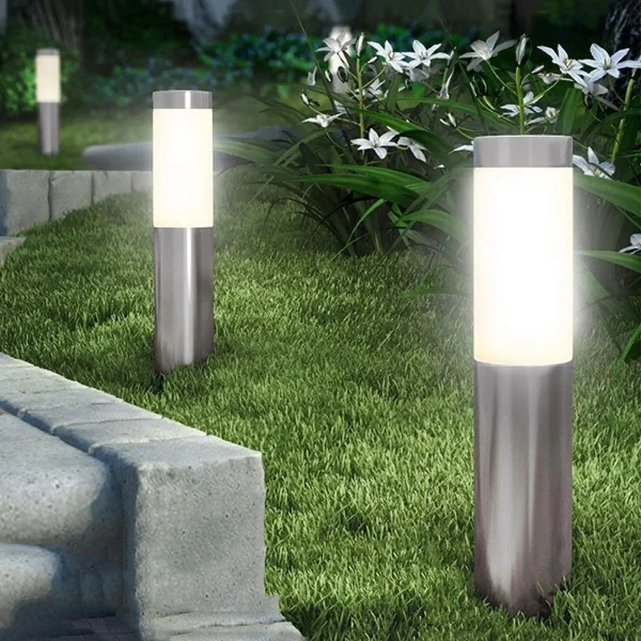 Imagem -03 - Luzes Solares do Gramado do Paisagem Solar ao ar Livre Pathway Light Lanterna Solar Impermeável Bollard Lamp For Backyard Decor Aço Inoxidável