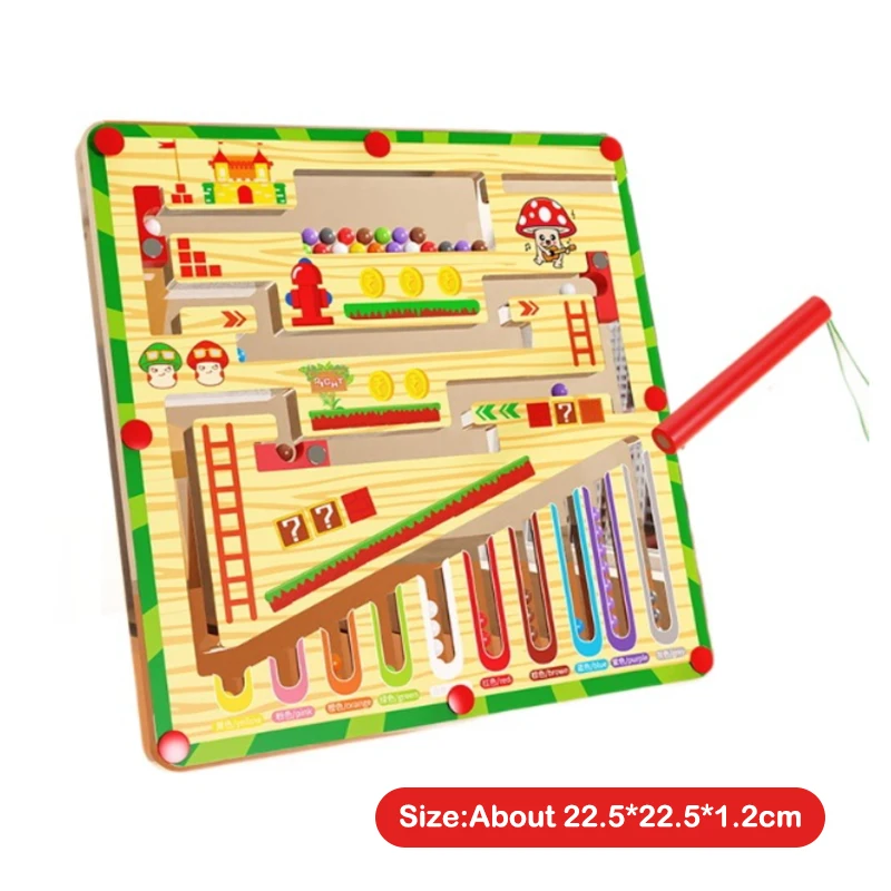 Labirinto de bola magnética para crianças, promove concentração e escrita; Um jogo de quebra-cabeça de educação infantil para crianças de 3 anos.