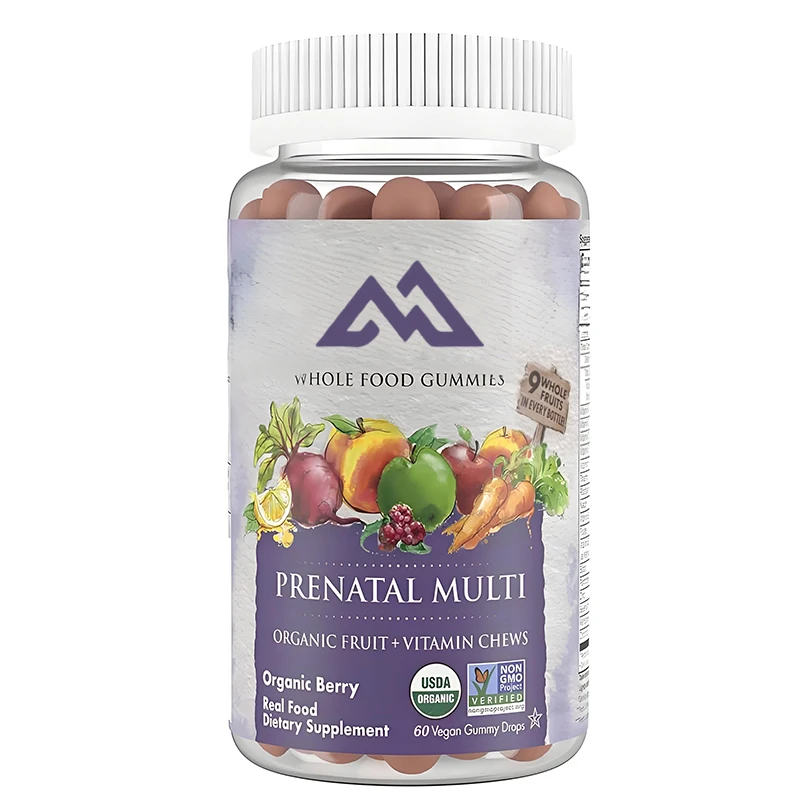 

Organic Daily Prenatal Complex Vitamin Gummies Vitamin C, D3, Folic Acid Non Folic Acid, B12- Gluten Free, Non GMO, 60 gummies