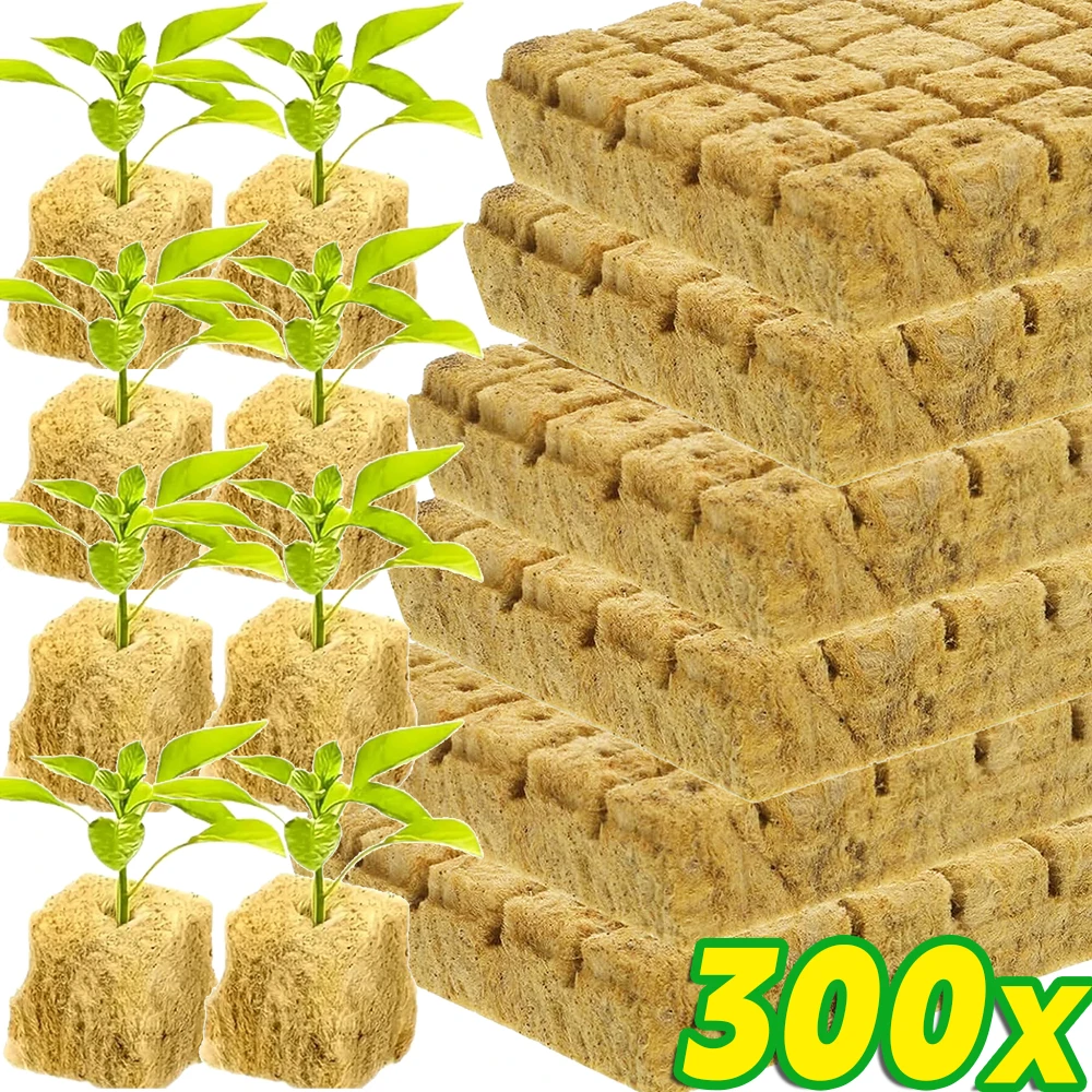 50/300pcs Hydroponic Growth Cubes Sponge Block Starter Plugs Rock Wool Seed Starters Planting Cubes Cuttings Plant Propagation