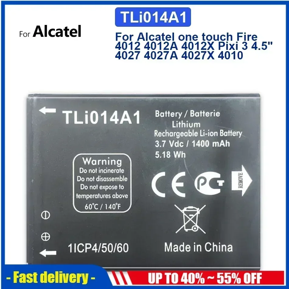 1400mAh TLi014A1 Battery For Phone Alcatel One Touch Fire 4012 4012A 4012X CAB31P0000C1 /CAB31P0000C2