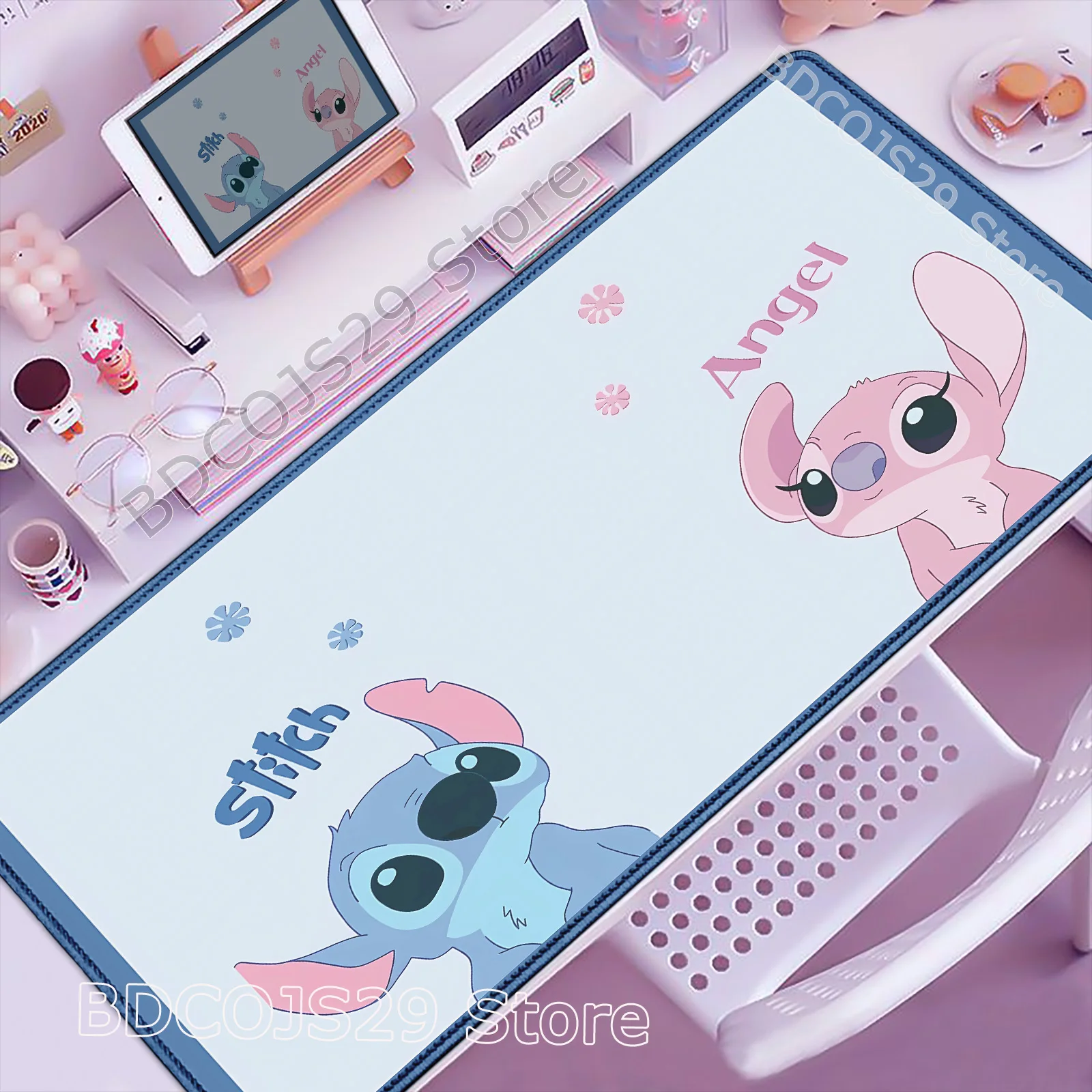 HD Printing Lovely Stitch Mouse Pad Cute Anime Large PC Desk Mat Cartoon Gaming Protector Office Laptop Non Slip Cabinet Carpet