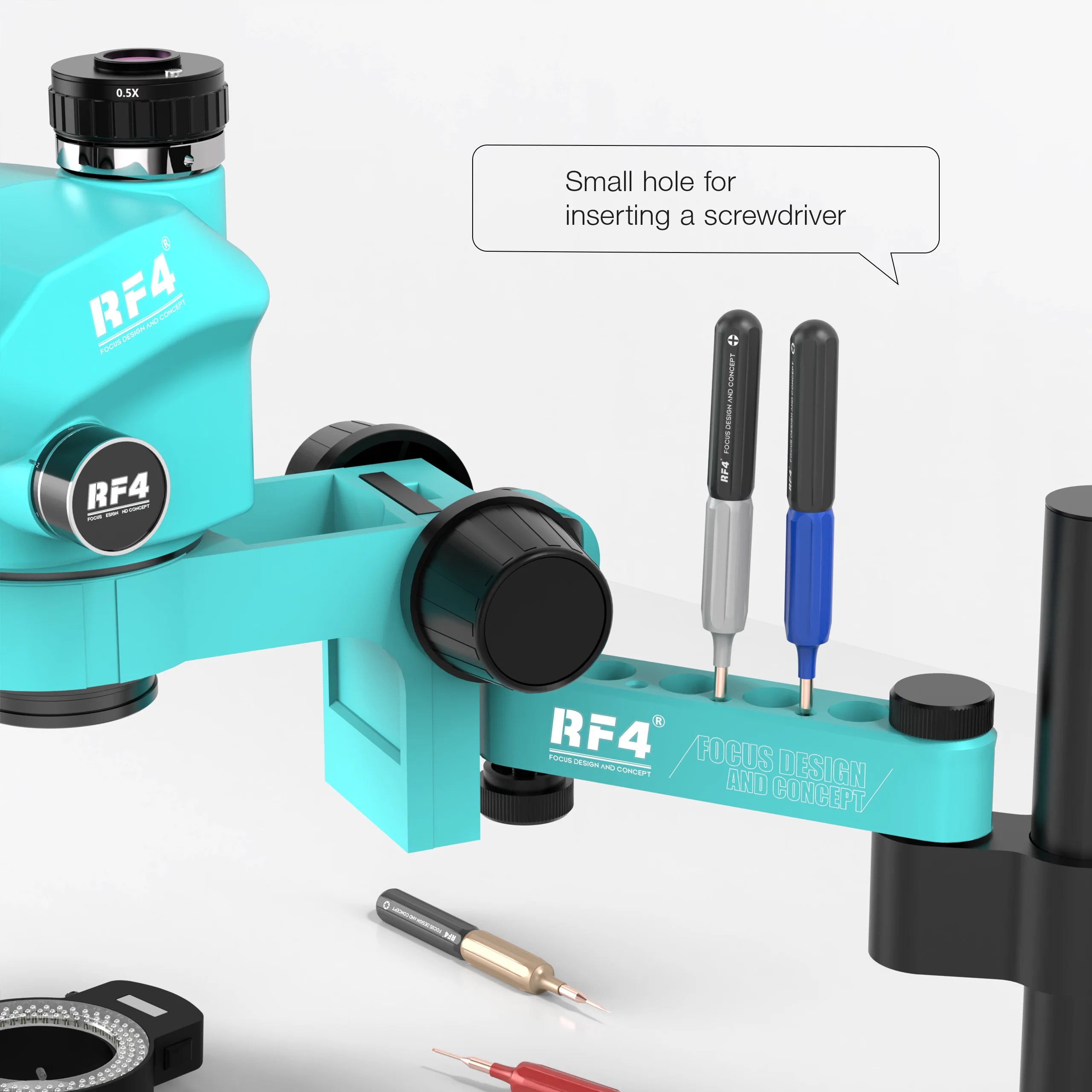 RF4 Simul microscopio Stereo trinoculare focale rotazione a 360 ° braccio articolato supporto per saldatura del telefono riparazione PCB