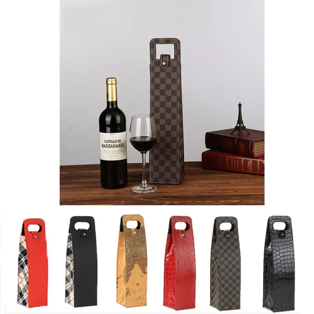 Mit Griffen Leder Wein beutel Einzel flasche Verpackung Pu Leder Weinflasche Verpackung Tasche Business-Stil