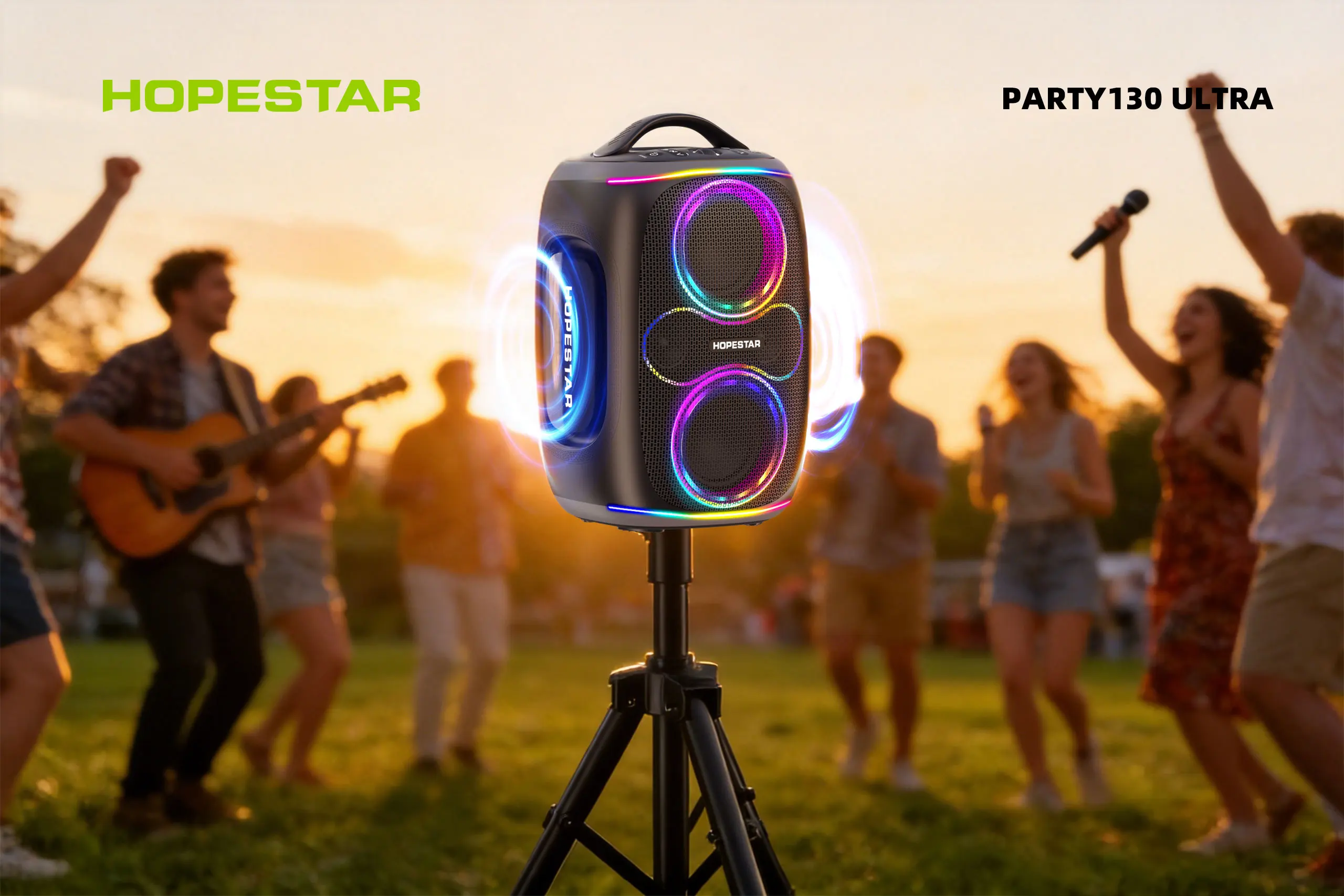 2026 NEW FACTORY HOPESTAR PARTY130ULTRA 450W High Quality Portable Speaker Party RGB Lighting Effect Karaoke with 2 Microphone