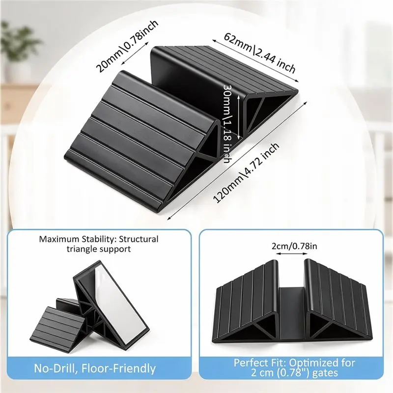 YANA50I 7 Pcs Pet Gate Support Feet Set, 6 Triangle Stabilizers With Adhesive Backing & 1 Long Support For Dog Gate Fence Panels