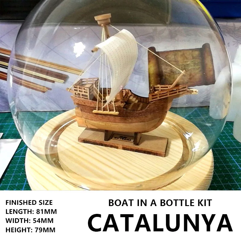 Wooden Catalonia Ship Model Kit Ship in A Bottle Decorative Ornaments DIY Assembly Ship Model Toy Gift Kit Sailboat Model