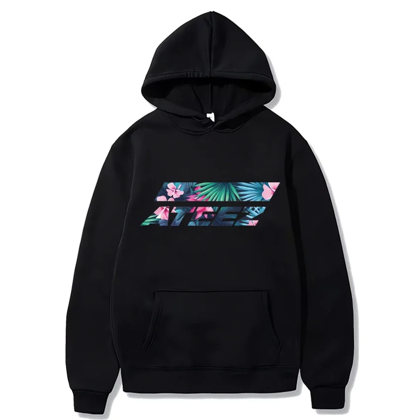 

Hot sale Ateez Floral Graphic print Sweatshirt Men Women vintage Fleece Long sleeve hoodies Unisex Y2k Casual Oversized pullover