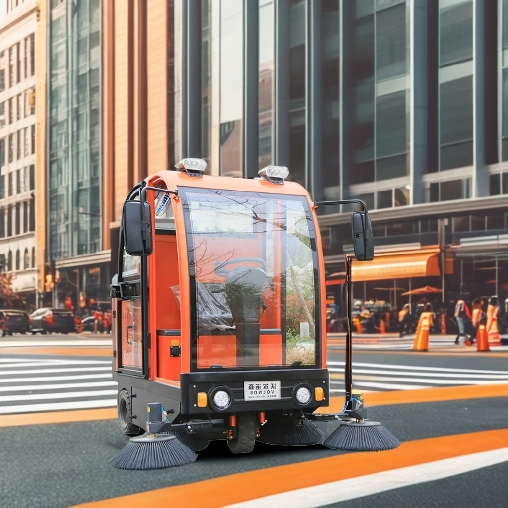 Industrial Space-Saving Enclosed Cabin Ride-On Sweeper High Efficiency Floor Scrubber for Narrow Warehouse