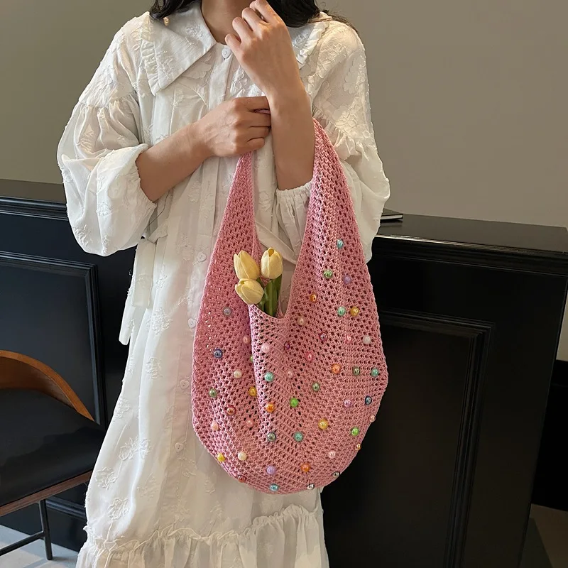 여성용 토트 백 한국 진주 단순 유행 다목적 스위트 숄더 백 럭셔리 브랜드 대용량 휴대용 핸드백