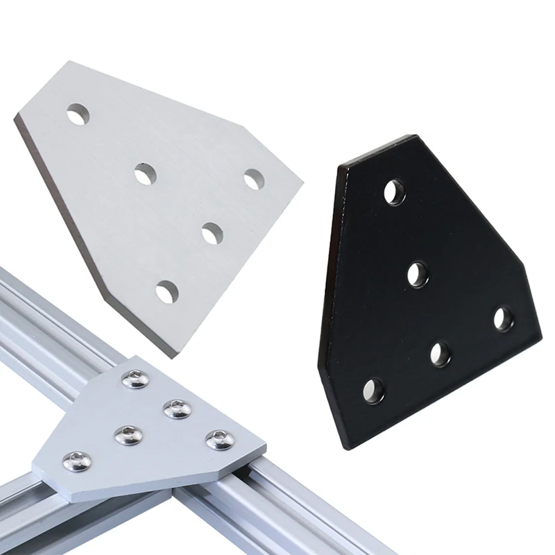 2PCS 5 Hole 90 Degree Joint Board Plate Corner Angle Bracket Connection Joint Strip for 1515 2020 3030 4040 Aluminum Profile 3D