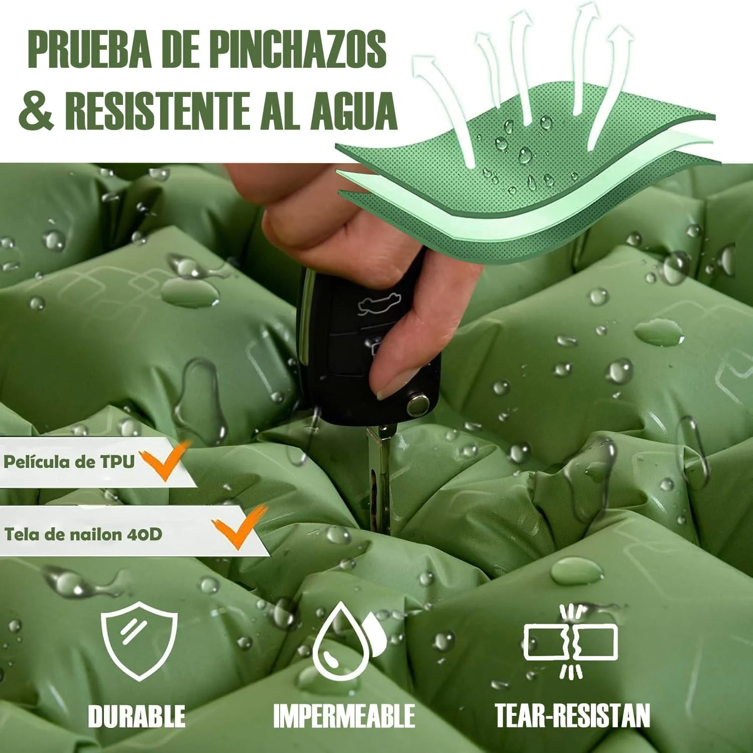 مرتبة هوائية مزدوجة للتخييم في الهواء الطلق، وسادة نوم عريضة إضافية، سرير قابل للطي فائق الخفة، حصيرة نوم، حصيرة سفر للسيارة - 5