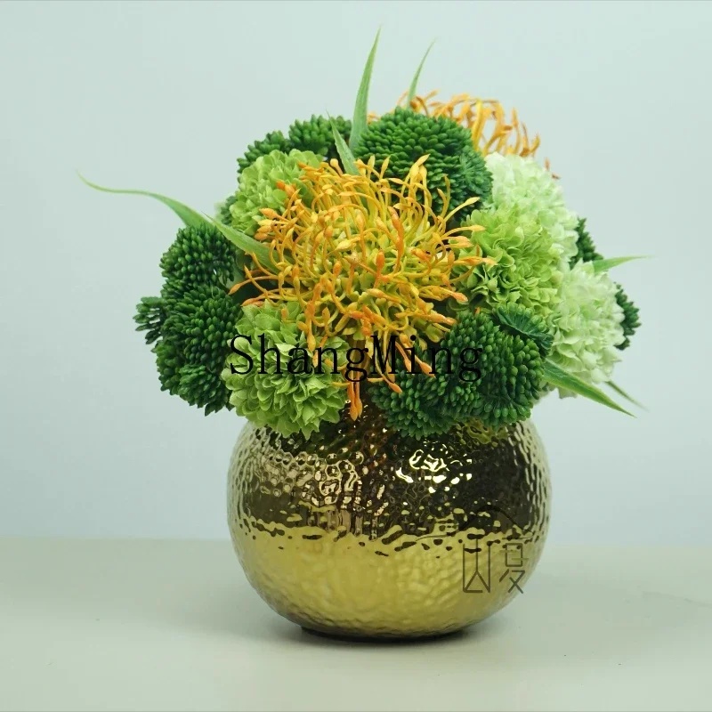 DHY Home Modern Light Luxury Simulation Flower Art Ornament Round Table Flower