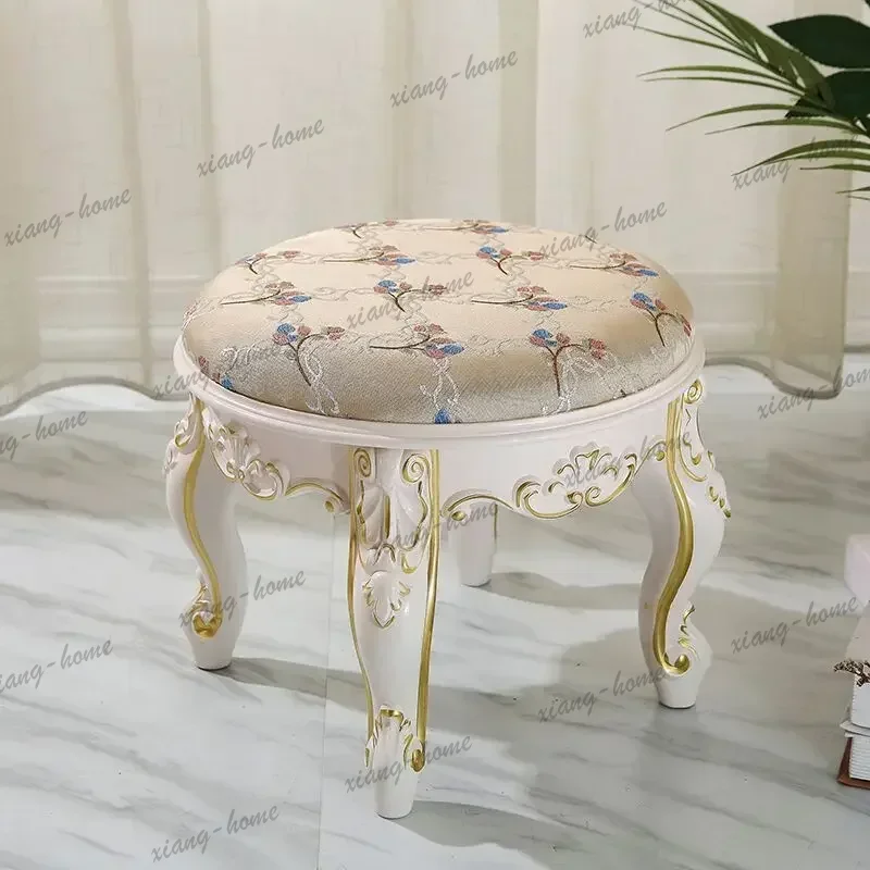Best Sellers European Fabric Pouf,Modern Round Tea Table Stool, High-Quality Manicure Seat, Living Room Sofa Side Ottoman, Versa