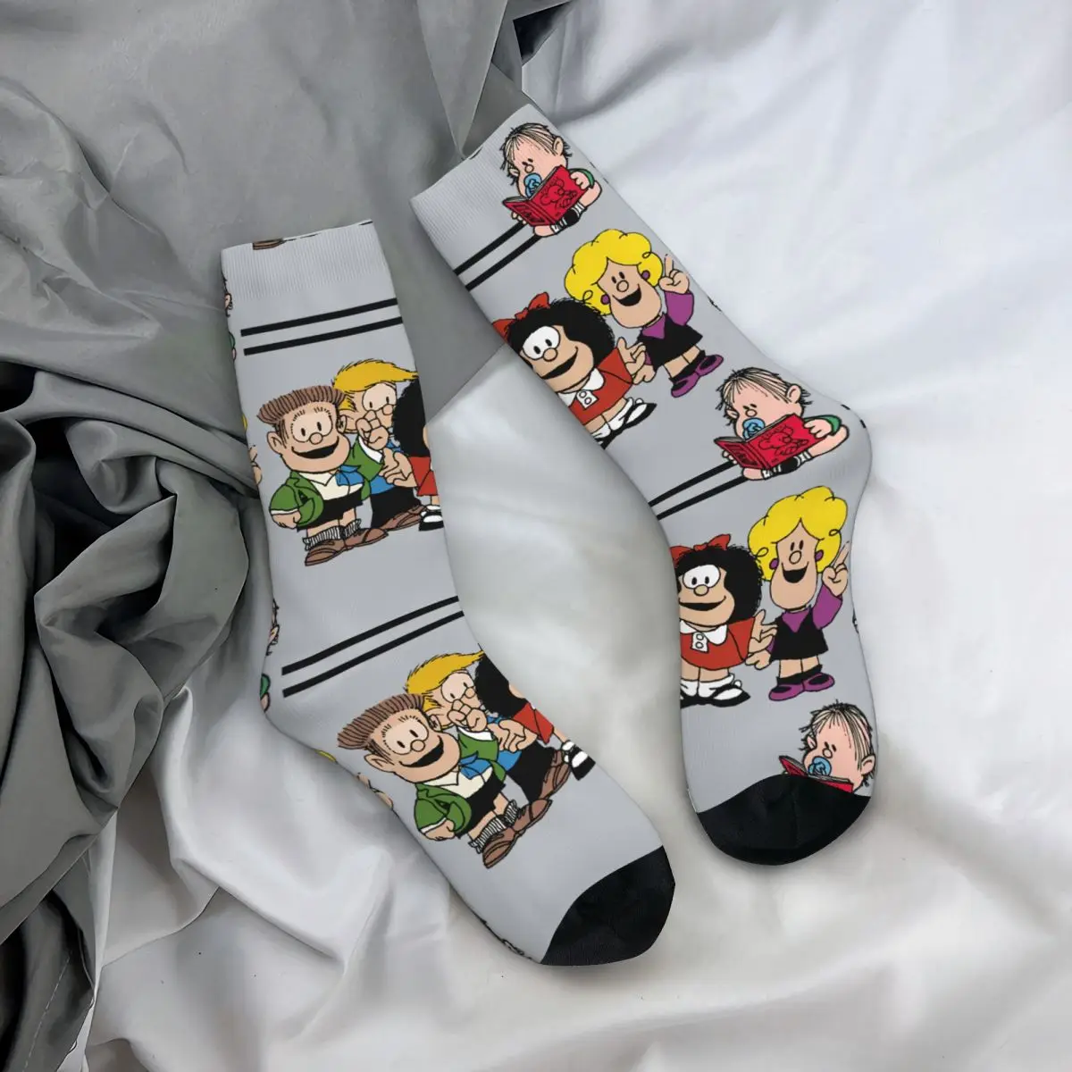 Chaussettes rétro Friends pour hommes, dessin animé Mafalda, unisexe, Style de rue, motif imprimé, drôle, cadeau pour équipage