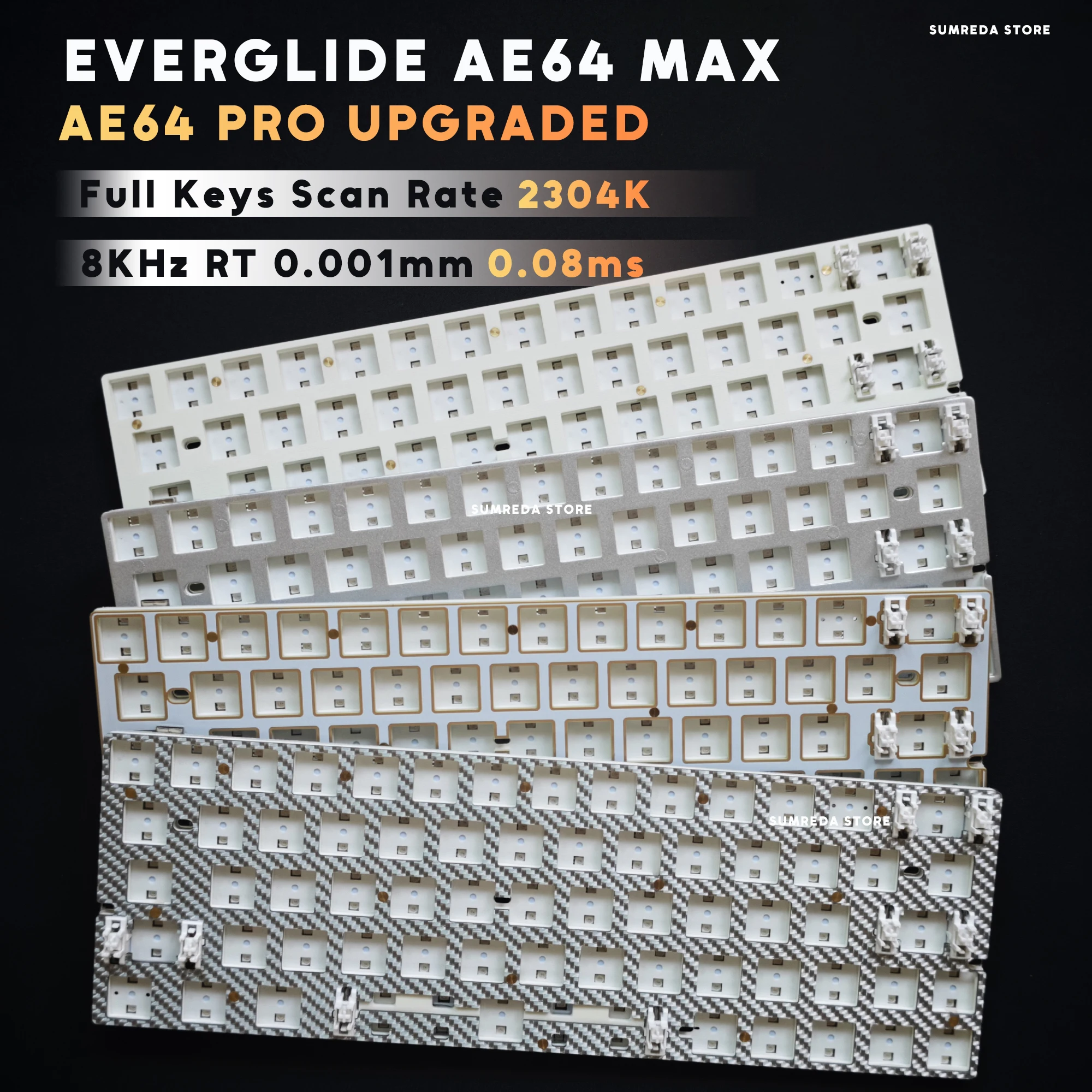 EVERGLIDE AE64 Max AE64 Pro Upgraded PCB Set for GH60 Keyboard Case 8KHz,RT 0.001mm,0.08ms Delay, Full Keys Scan Rate 2304K
