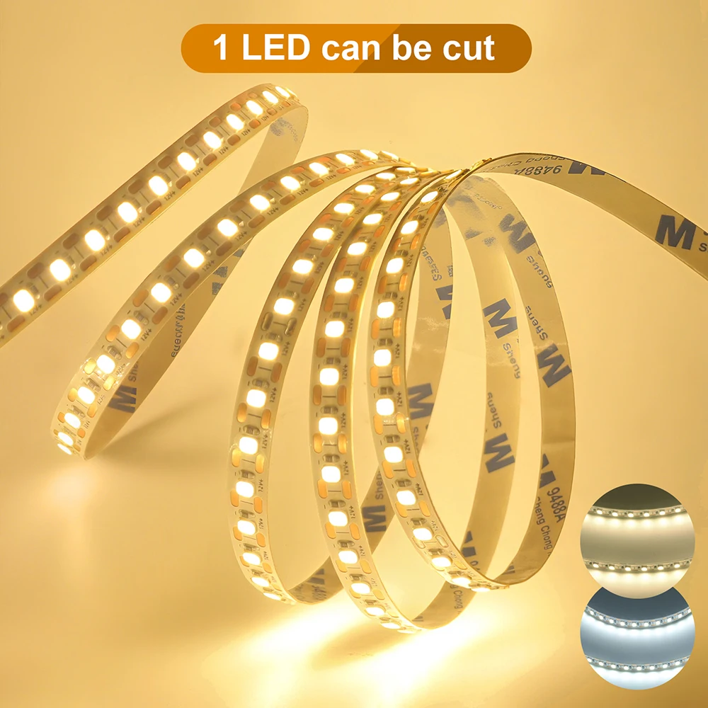 5M 10M 5mm 8mm PCB Led Strip Light 1 LED Cut 12V 24V SMD 2835 120LEDs/m 5m High Bright Flexible Tape LED Ribbon Home Lighting