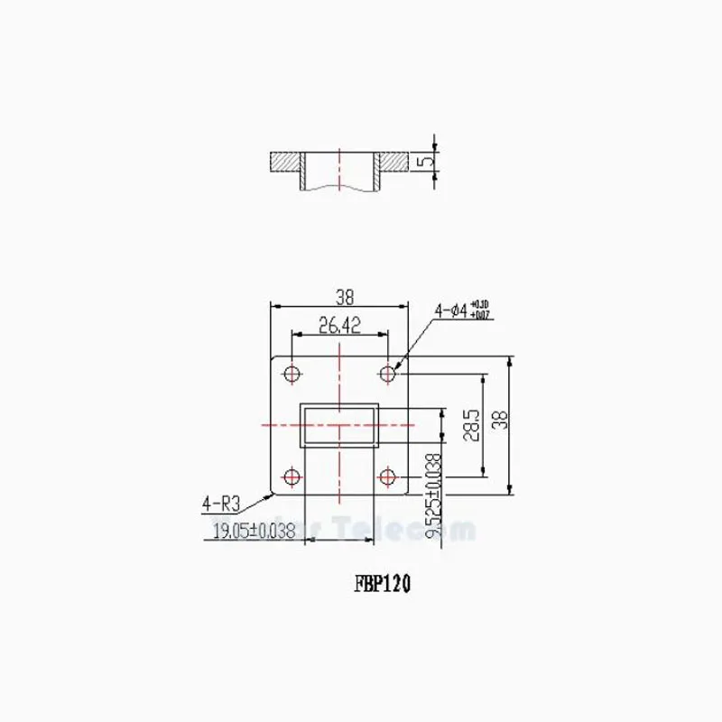 

(WR75) waveguide to coaxial transition 9.84-15GHz low VSWR 1.2 BJ120