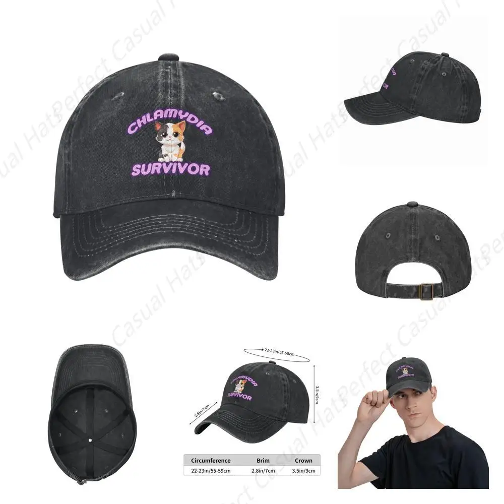 Hot-Selling Fashion Chlamydia Survivor Cat Meme Funny For Adult Humor Dad Hat Men Women Snapback Baseball Cap Outdoor Sun Visor