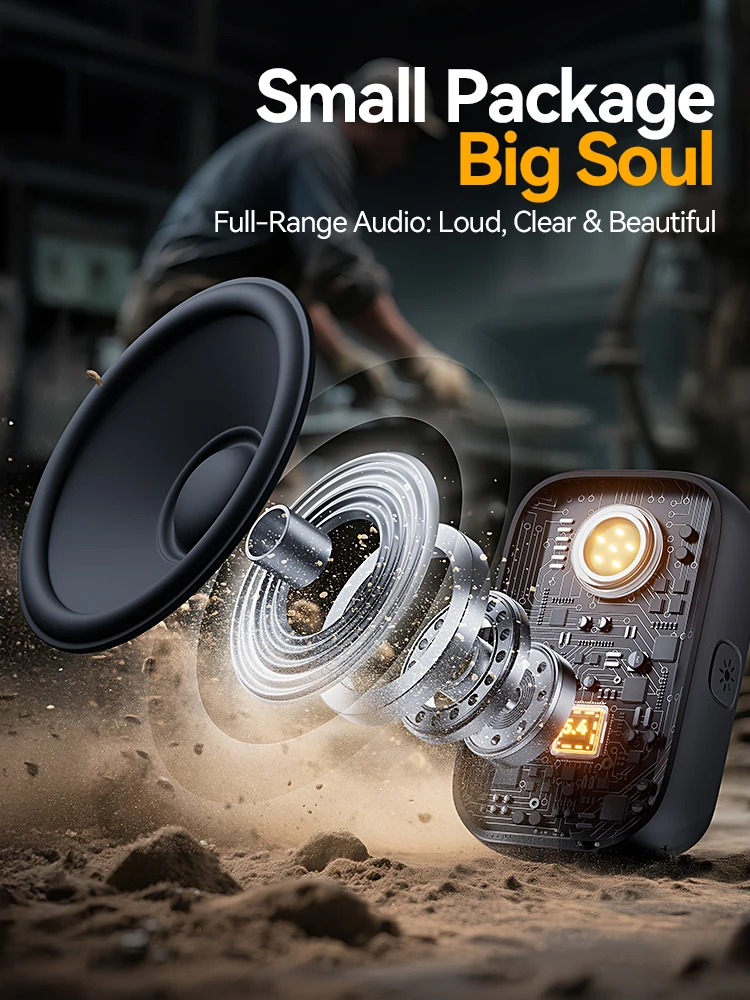 Joyroom alto-falantes Bluetooth vestíveis, IP67 à prova d'água, alto-falante pessoal pequeno portátil com clipe/som limpo/par estéreo/sem fio 5.4