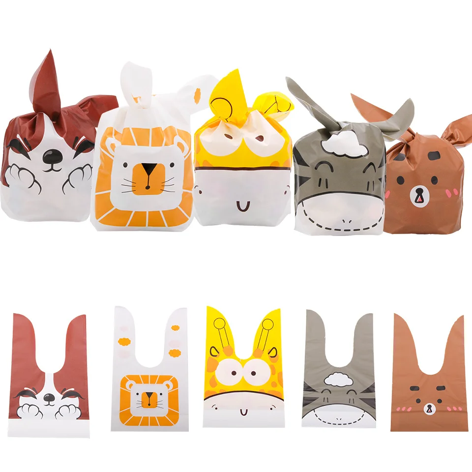10/20 stücke Kunststoff Karton Tier Süßigkeiten Taschen Kaninchen Ohr Taschen Für Kinder Geburtstag Party Kekse Backen Geschenke Verpackung Liefert – Detail 4