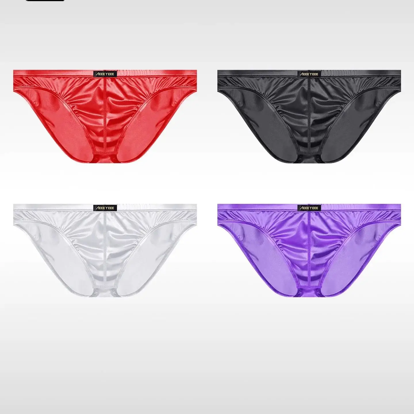 Men's Brief Underwear Low Waist Ultra-thin Ice Silk Fully Transparent Tight Fitting Bikini