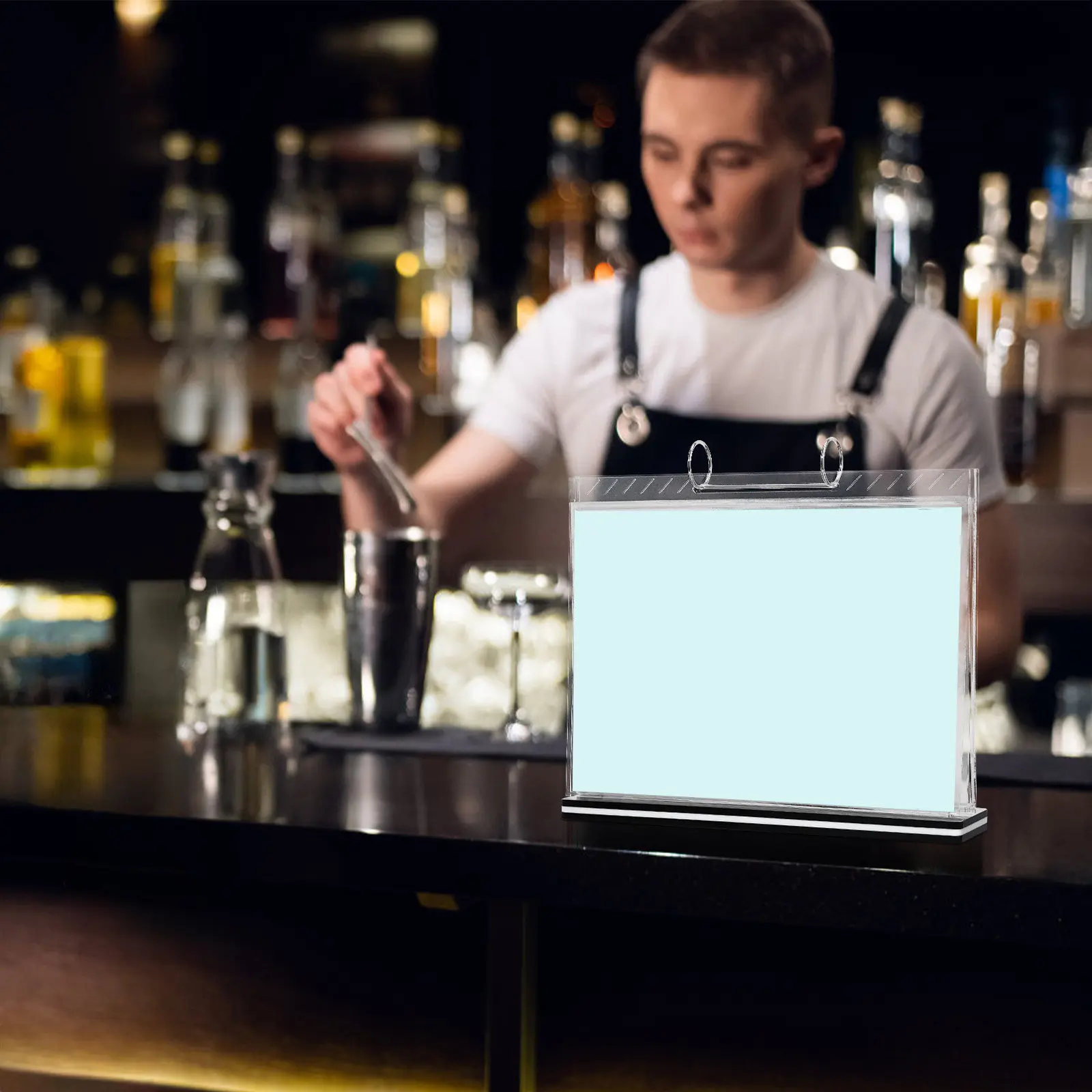 

Menu Display Stand Clear Acrylic Multi-Page Flip Transparent Sign Holder Desk Organizer for Restaurant Cafe Office Use