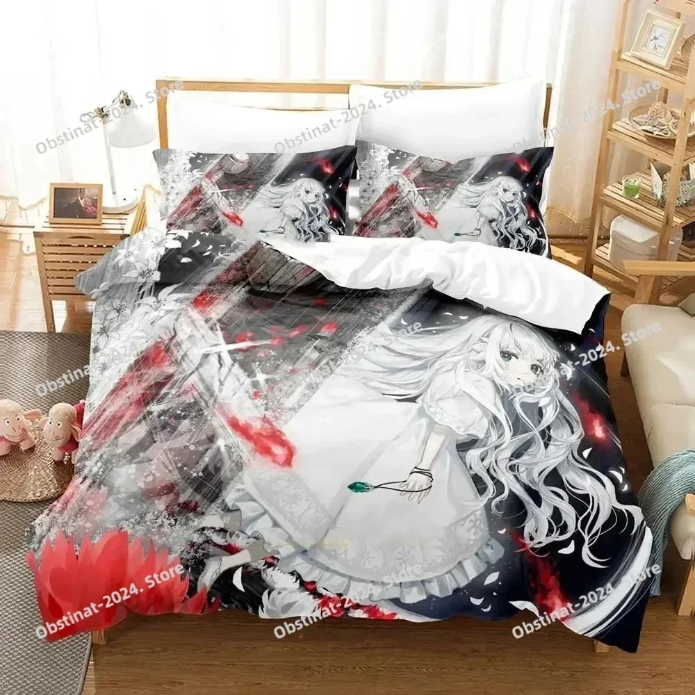 Ender Lilies Quietus of the Knights 3D Print Comforter Bedding Set,Duvet Cover Bed Set Quilt Cover Pillowcase,King Queen Size