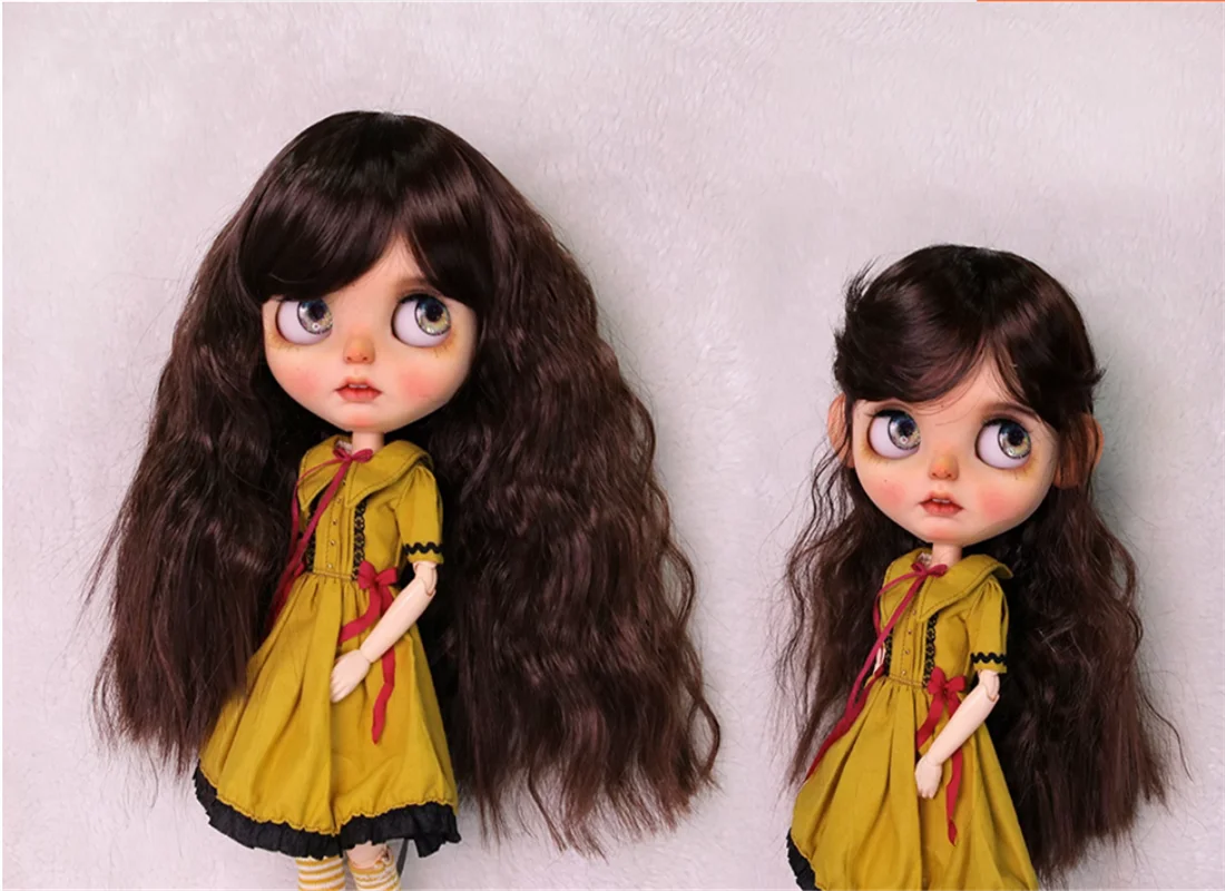 Blythes doll Wigs are suitable for 1/6 size stylish versatile middle part bangs with foam roll and high temperature silk fake