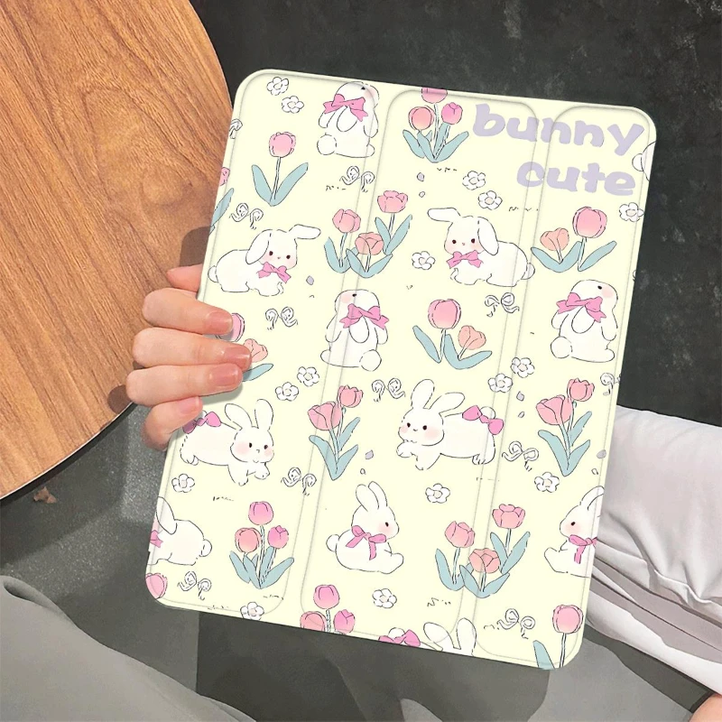 Cute Bunny Smart Cover for IPad Air11 13 2025 2024 Case A16 11th Pro11 12.9inch IPad 9th 6th 5th Gen 9.7 10.2 Air5 4 10.9 10th