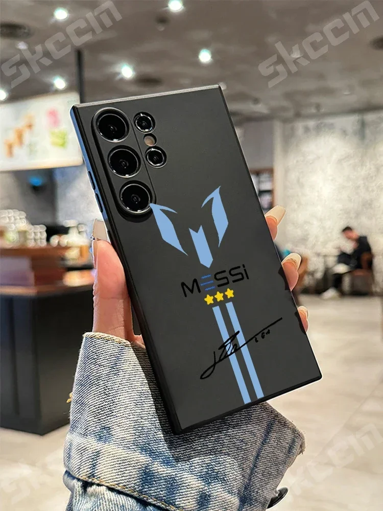 ميسي كرة القدم قضية الهاتف لسامسونج غالاكسي S23 الترا S24 زائد S22 S20 FE A15 A35 A50 A51 A54 A55 A71 A72 A73 غطاء