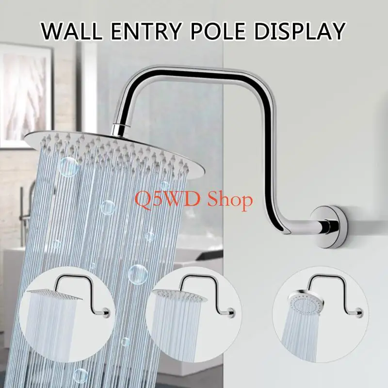 

Q5WD Gooseneck Head Head Shogers Steel Extension Angr Arm Простая установка для ванной комнаты