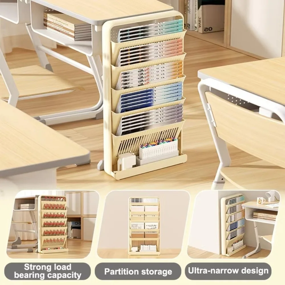 3/5 Layer Structure Study Desk Organizer Removable Space-Saving Side Mounted Bookshelf Floor-Standing Multi-Layer