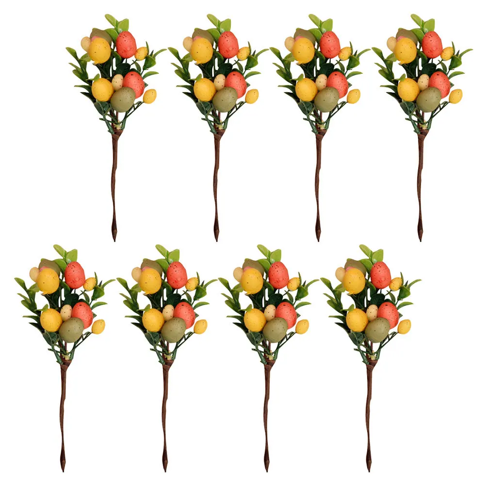 

8Pcs Easter Egg Floral Picks Artificial Green Leaf Decorations Spring Party Ornaments Easter Vase Arrangements Home Living Room